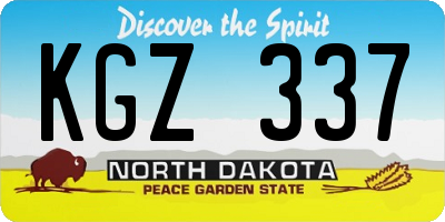 ND license plate KGZ337