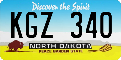 ND license plate KGZ340