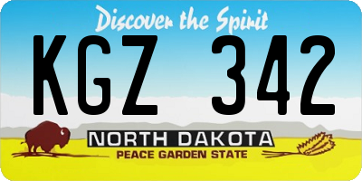 ND license plate KGZ342