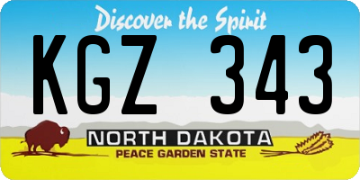 ND license plate KGZ343