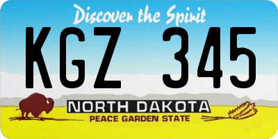 ND license plate KGZ345