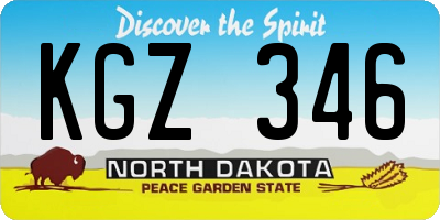 ND license plate KGZ346