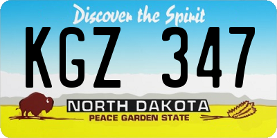ND license plate KGZ347