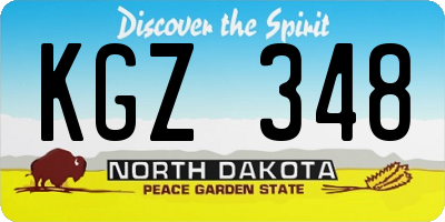 ND license plate KGZ348