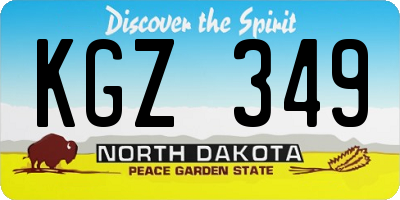 ND license plate KGZ349