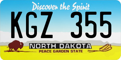 ND license plate KGZ355