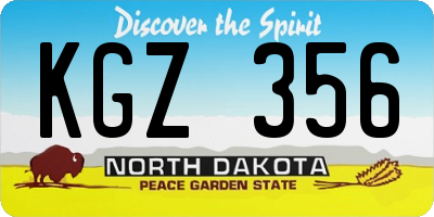 ND license plate KGZ356