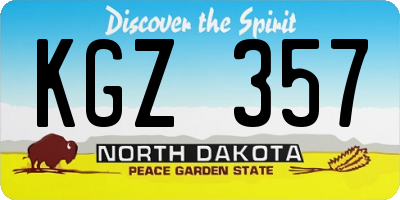 ND license plate KGZ357