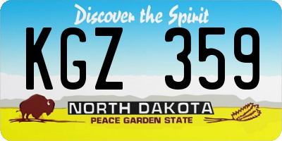ND license plate KGZ359