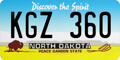 ND license plate KGZ360