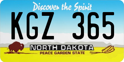 ND license plate KGZ365