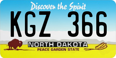 ND license plate KGZ366