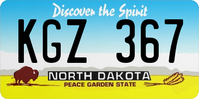 ND license plate KGZ367