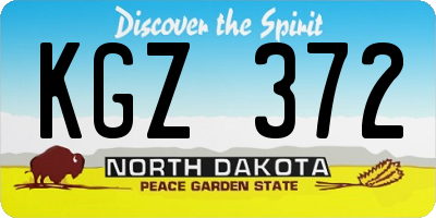 ND license plate KGZ372