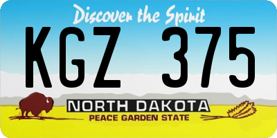 ND license plate KGZ375