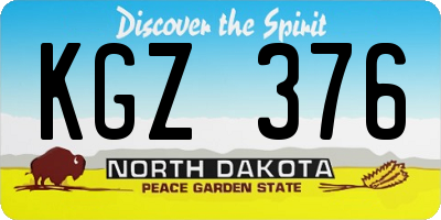 ND license plate KGZ376