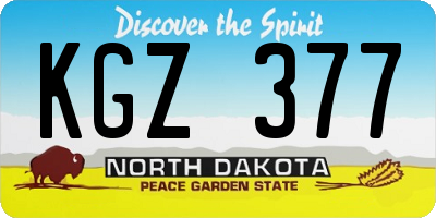 ND license plate KGZ377