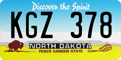 ND license plate KGZ378