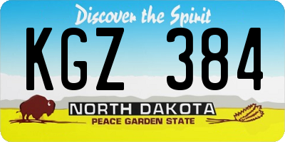 ND license plate KGZ384
