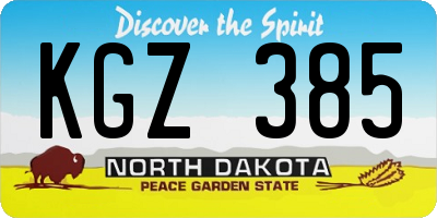 ND license plate KGZ385