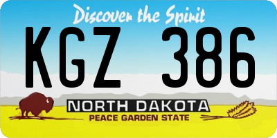 ND license plate KGZ386