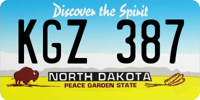 ND license plate KGZ387