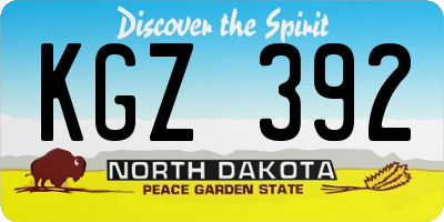 ND license plate KGZ392