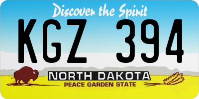 ND license plate KGZ394