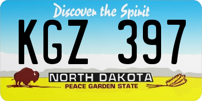 ND license plate KGZ397