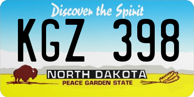 ND license plate KGZ398
