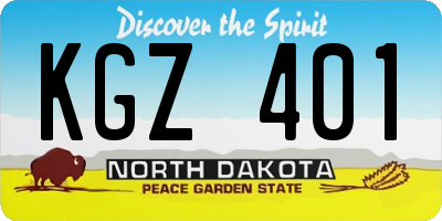 ND license plate KGZ401