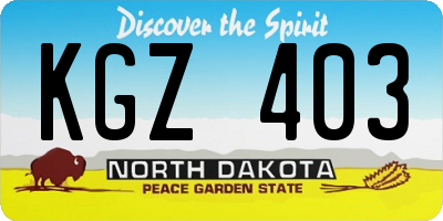 ND license plate KGZ403