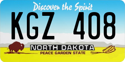 ND license plate KGZ408