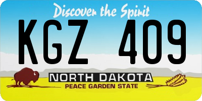 ND license plate KGZ409
