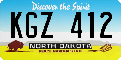 ND license plate KGZ412