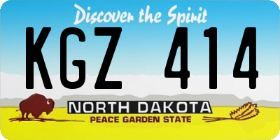 ND license plate KGZ414