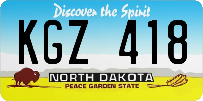 ND license plate KGZ418