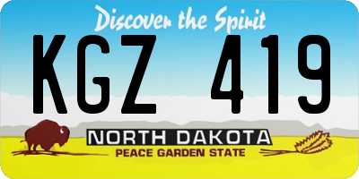 ND license plate KGZ419