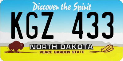 ND license plate KGZ433