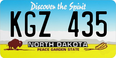 ND license plate KGZ435