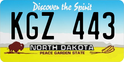 ND license plate KGZ443
