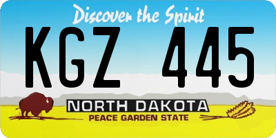 ND license plate KGZ445
