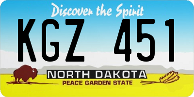 ND license plate KGZ451