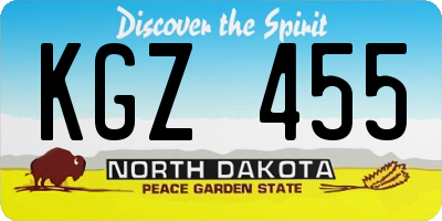 ND license plate KGZ455