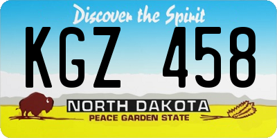 ND license plate KGZ458