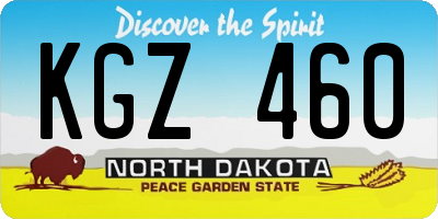 ND license plate KGZ460