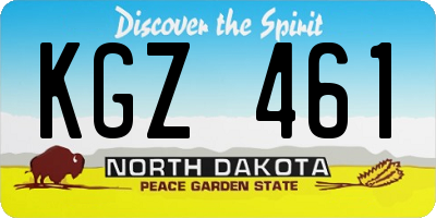 ND license plate KGZ461