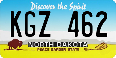 ND license plate KGZ462