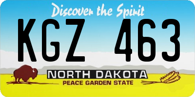 ND license plate KGZ463