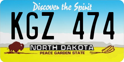 ND license plate KGZ474